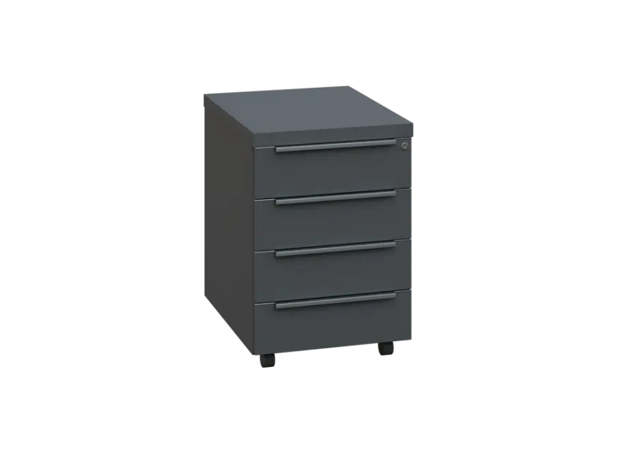 SIKZ - 01 kontejner pojízdný, 4-zásuvkový, deska 18 mm, zámek na první zásuvce, antracit